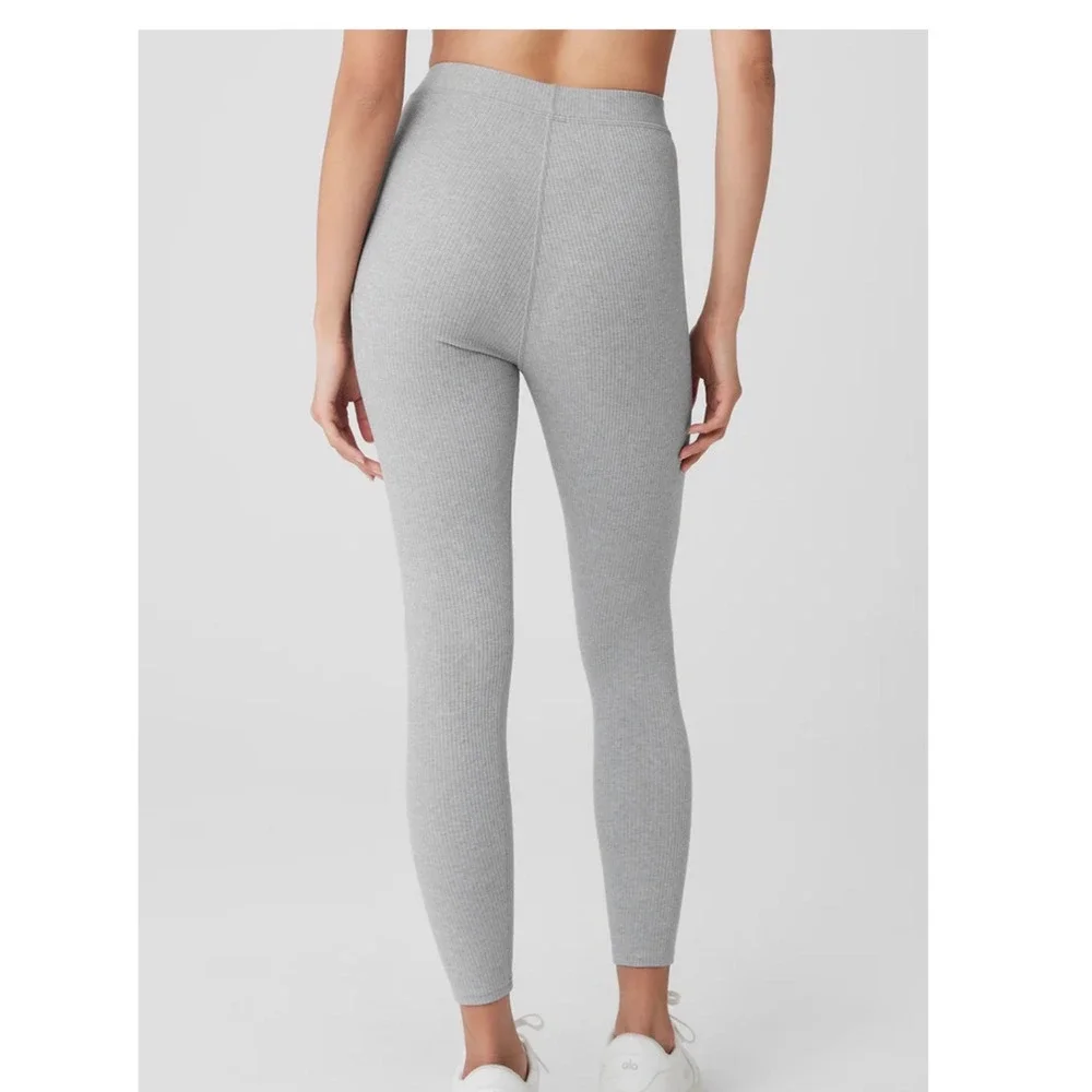 Alo Ribbed High-Waist 7/8‎ Blissful Legging Athletic Gray Size Small